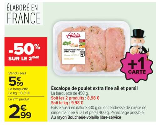 Escalope de poulet extra fine ail et persil