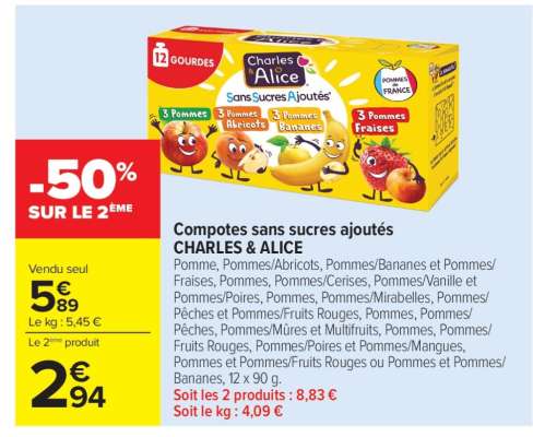COMPOTES SANS SUCRES AJOUTÉS 'CHARLES & ALICE'