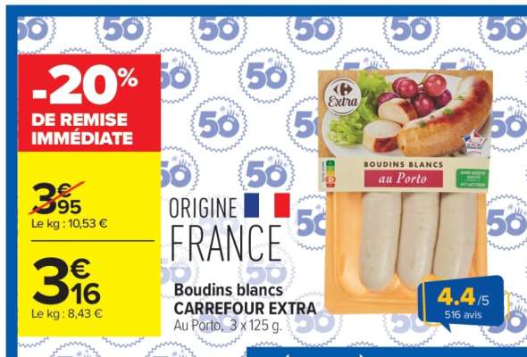 Boudins blancs CARREFOUR EXTRA