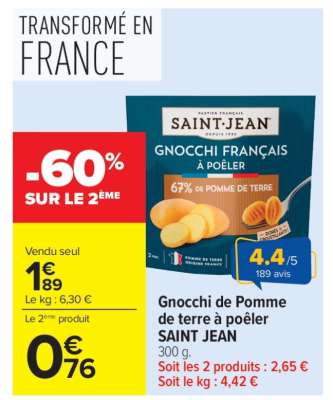 Gnocchi de Pomme de terre à poêler SAINT JEAN