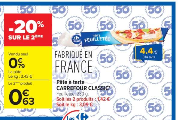 Pâte à tarte CARREFOUR CLASSIC'
