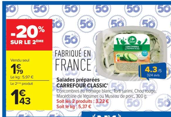 Salades préparées CARREFOUR CLASSIC'