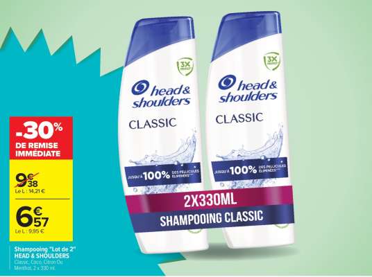 Shampooing "Lot de 2" HEAD & SHOULDERS