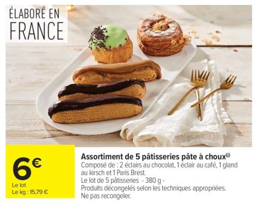 Assortiment de 5 pâtisseries pâte à choux