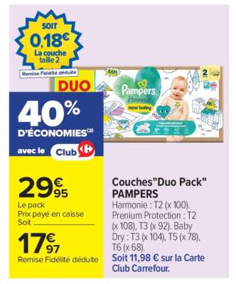 Couches Duo Pack Pampers