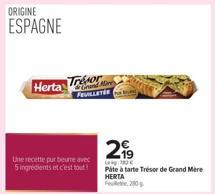 Pâte à tarte "Trésor de Grand Mère" HERTA