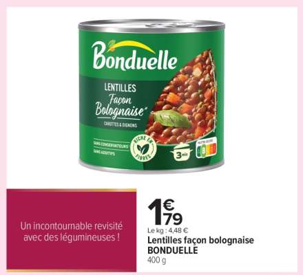 Lentilles façon bolognaise BONDUELLE