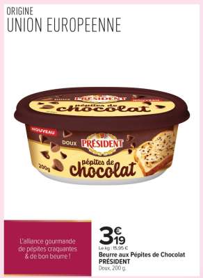 Beurre aux Pépites de Chocolat PRESIDENT