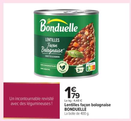 Lentilles façon bolognaise BONDUELLE