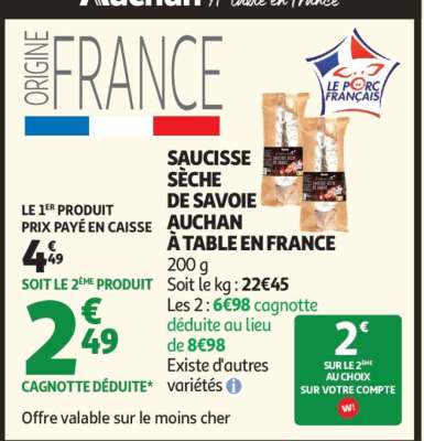 SAUCISSE SÈCHE DE SAVOIE AUCHAN À TABLE EN FRANCE