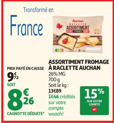ASSORTIMENT FROMAGE À RACLETTE AUCHAN