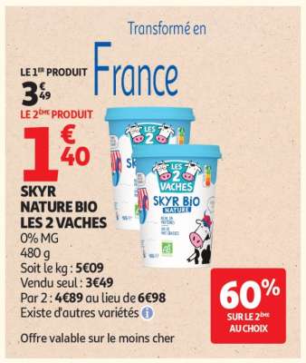 Skyr Nature Bio Les 2 Vaches