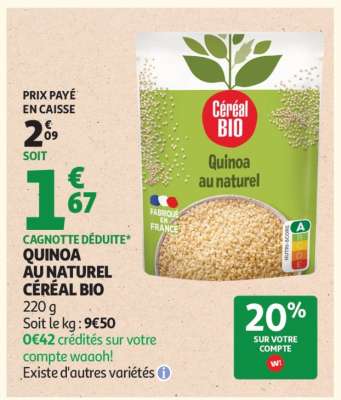 Quinoa au naturel Céréal Bio