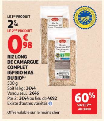 Riz Long de Camargue Complet IGP Bio Mas du Bio