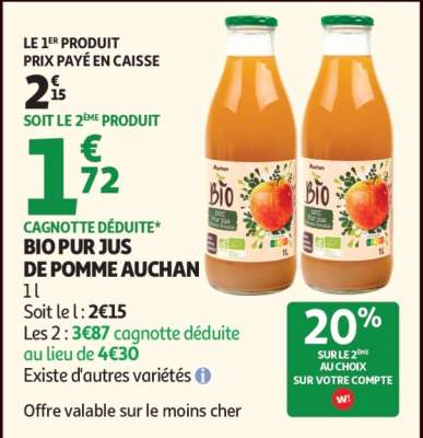 BIO PUR JUS DE POMME AUCHAN