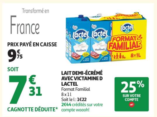 LAIT DEMI-ÉCRÉMÉ AVEC VITAMINE D LACTEL