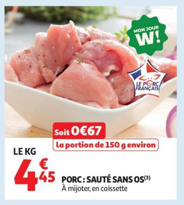 Porc : Sauté Sans Os