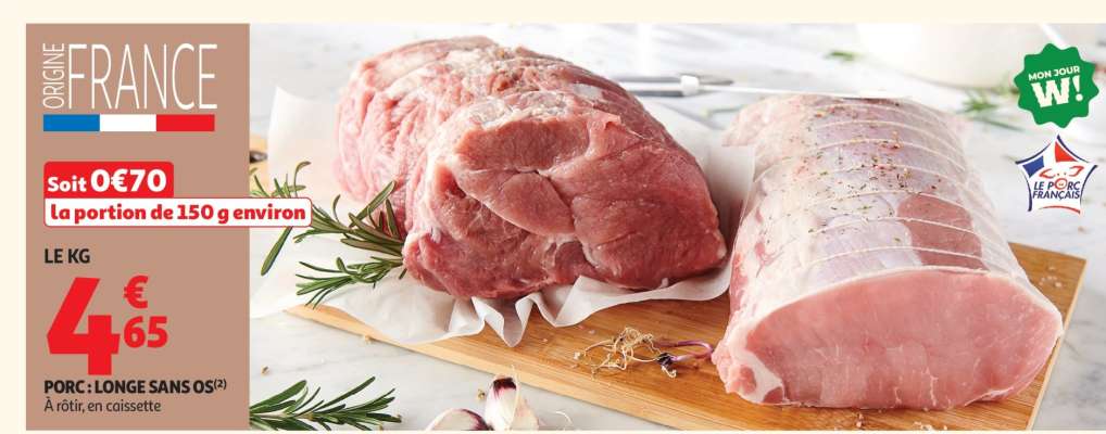 Porc : Longe Sans Os