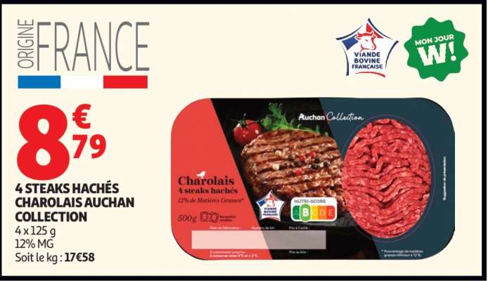 4 Steaks Hachés Charolais Auchan Collection