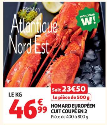 HOMARD EUROPÉEN CUIT COUPÉ EN 2