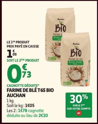 FARINE DE BLÉ T65 BIO AUCHAN