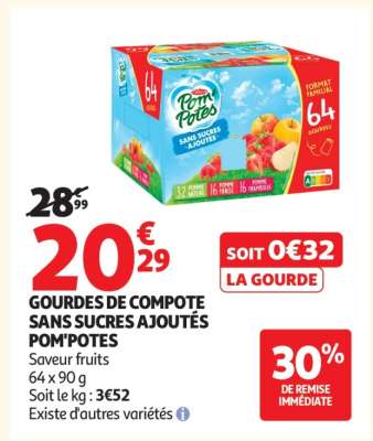GOURDES DE COMPOTE SANS SUCRES AJOUTÉS POM'POTES