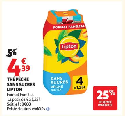 THÉ PÊCHE SANS SUCRES LIPTON