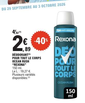 DÉODORANT POUR TOUT LE CORPS OCEAN RUSH "REXONA"