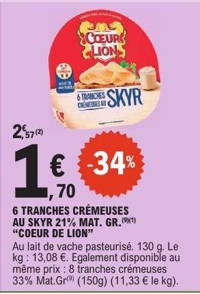 6 TRANCHES CRÉMEUSES AU SKYR 21% MAT. GR. "COEUR DE LION"
