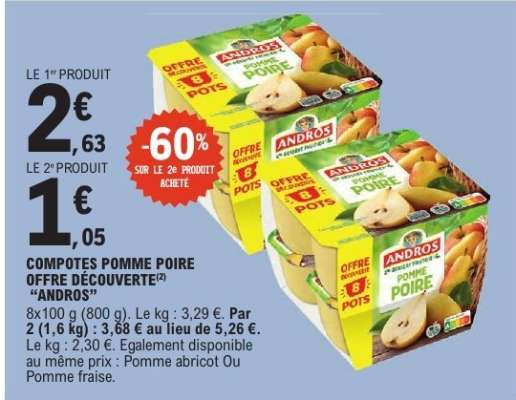 COMPOTES POMME POIRE OFFRE DÉCOUVERTE “ANDROS”