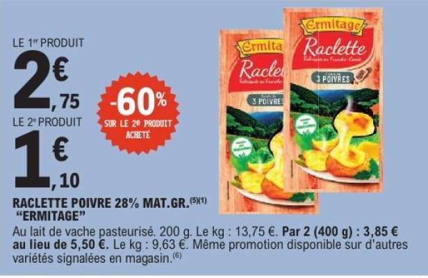 RACLETTE POIVRE 28% MAT.GR. “ERMITAGE”