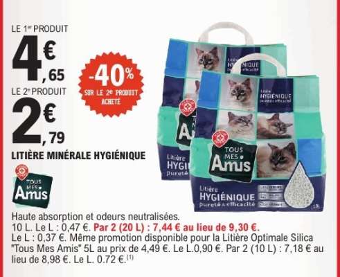 LITIÈRE MINÉRALE HYGIÉNIQUE