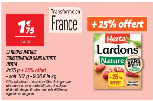 Lardons Nature Conservation Sans Nitrite 'Herta'