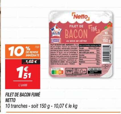 Filet de bacon fumé