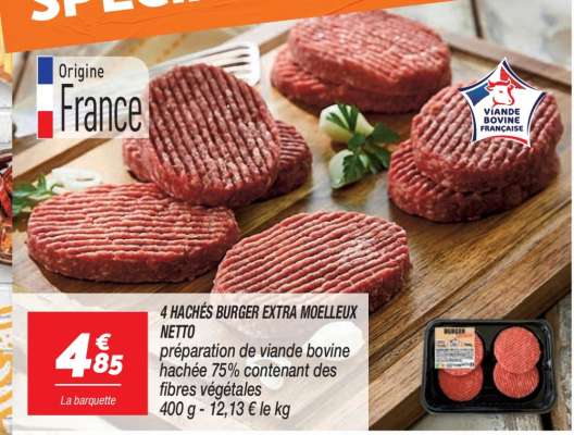 4 HACHÉS BURGER EXTRA MOELLEUX NETTO
