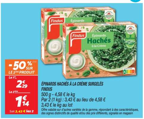 ÉPINARDS HACHÉS À LA CRÈME SURGELÉS