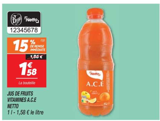 JUS DE FRUITS VITAMINES A.C.E NETTO