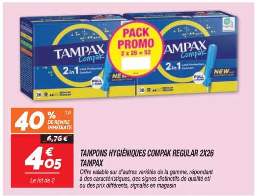 TAMPAX COMPAK REGULAR 2X26