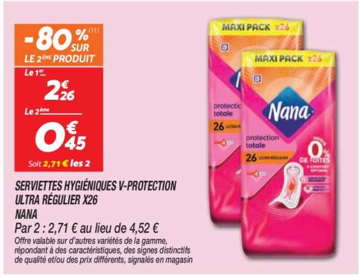 SERVIETTES HYGIÉNIQUES V-PROTECTION ULTRA RÉGULIER X26