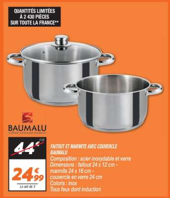 FAITOUT ET MARMITE AVEC COUVERCLE BAUMALU