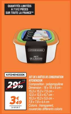 SET DE 5 BOÎTES DE CONSERVATION KITCHENCOOK
