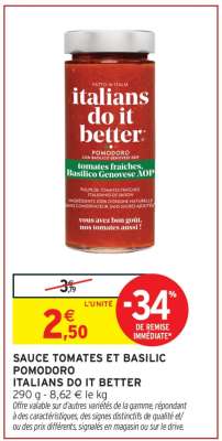 SAUCE TOMATES ET BASILIC POMODORO ITALIANS DO IT BETTER