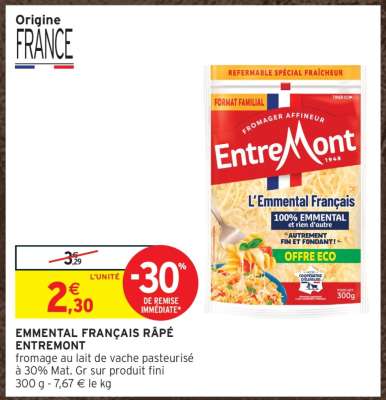EMMENTAL FRANÇAIS RÂPÉ “ENTREMONT”