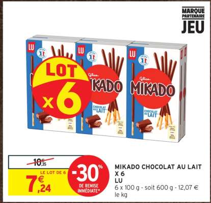 MIKADO CHOCOLAT AU LAIT X 6