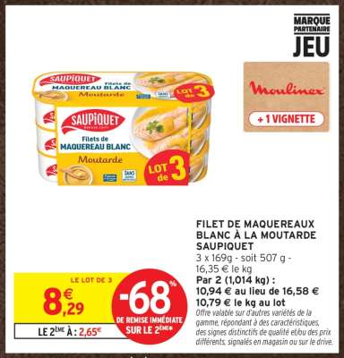 FILET DE MAQUEREAUX BLANC À LA MOUTARDE SAUPIQUET