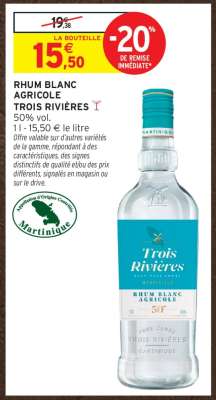 RHUM BLANC AGRICOLE TROIS RIVIÈRES