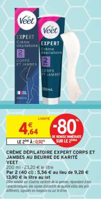 CRÈME DÉPILATOIRE EXPERT CORPS ET JAMBES AU BEURRE DE KARITÉ VEET
