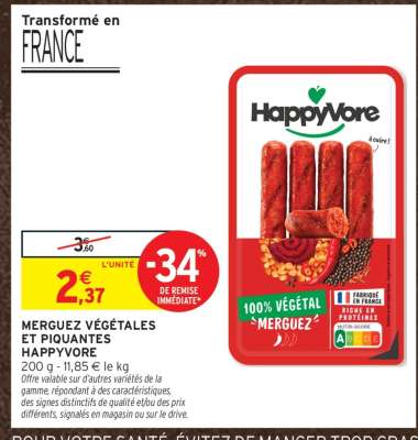 MERGUEZ VÉGÉTALES ET PIQUANTES HAPPYVORE