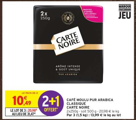 Café Moulu Pur Arabica Classique Carte Noire