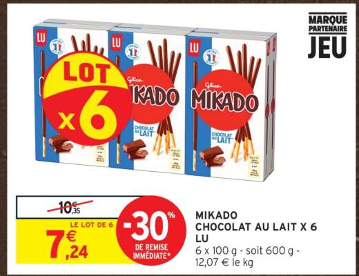 Mikado Chocolat au Lait x 6 LU